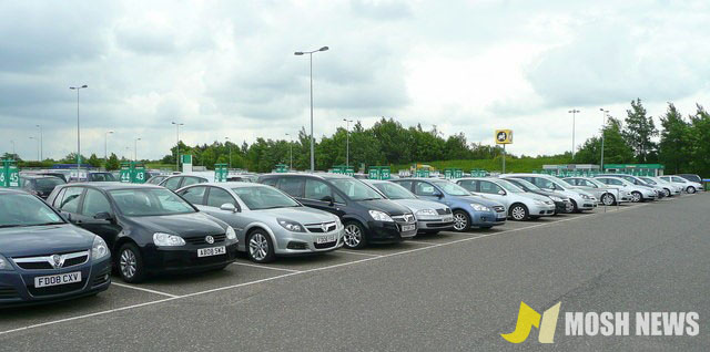 Many parked cars